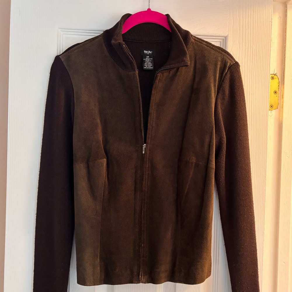 Mossimo Dark Brown Leather Suede Jacket XS - Picture 1 of 3